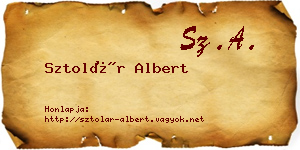 Sztolár Albert névjegykártya